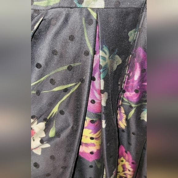 Eliza J black floral pokeadot overlay sleeveless bonning size 6 tea length - Picture 5 of 8